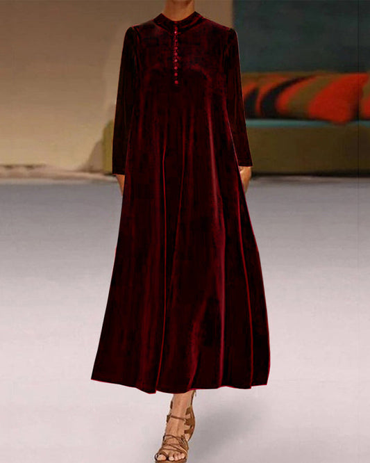 Modefest- Einfarbiges overknee-kleid mit knöpfen Weinrot