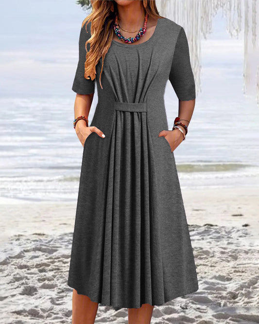 Modefest- Kleid mit Rundhalsausschnitt Grau