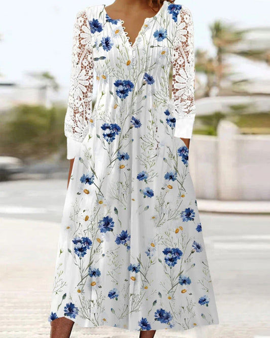 Modefest- Spetsklänning med blommönster Weiss