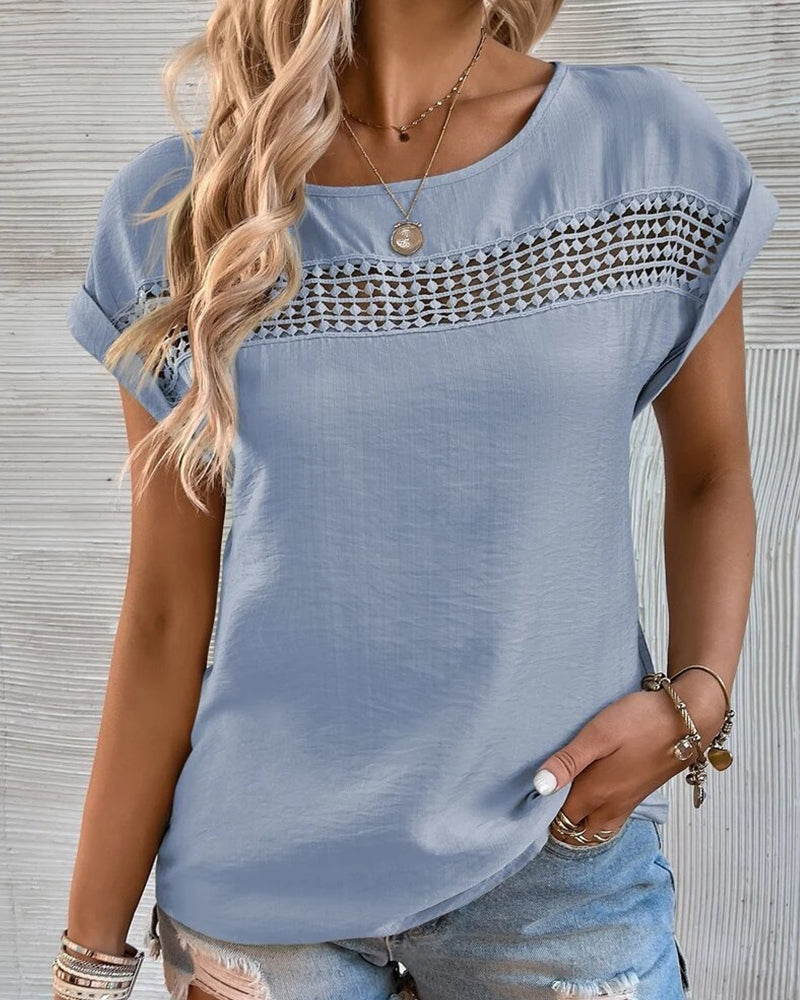 Modefest- Cutout-T-Shirt in Volltonfarbe Himmelblau