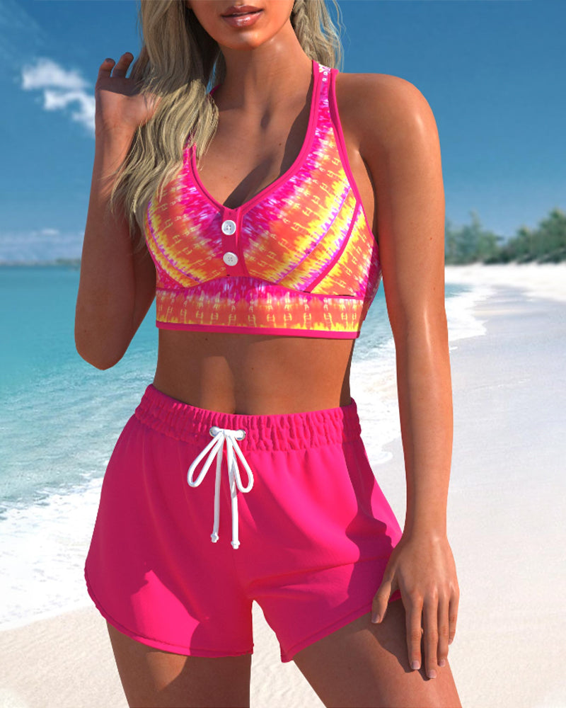 Modefest- Bikinis mit hohem Taillendruck Rosa