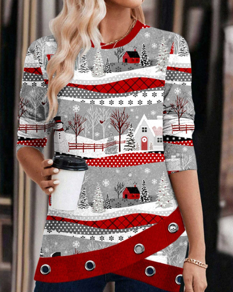 Modefest- Kreuz-Sweatshirt mit Weihnachtsdruck