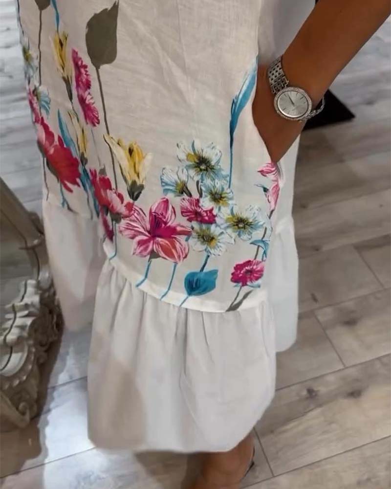 Robe élégante sans manches à imprimé floral