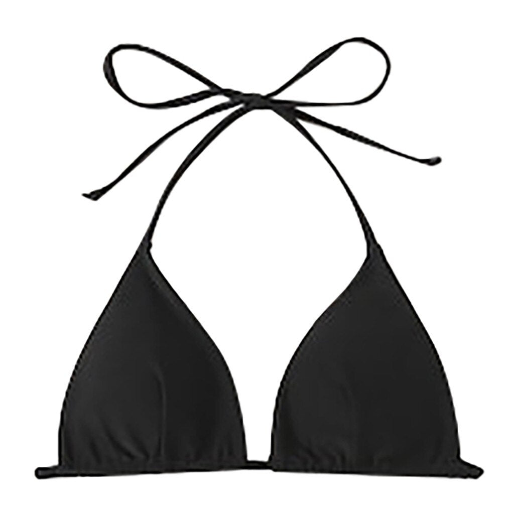 Modefest- Sexy Frauen-Bikinioberteile Schwarz Sexy BH Volltonfarbe Gepolsterte Badebekleidung