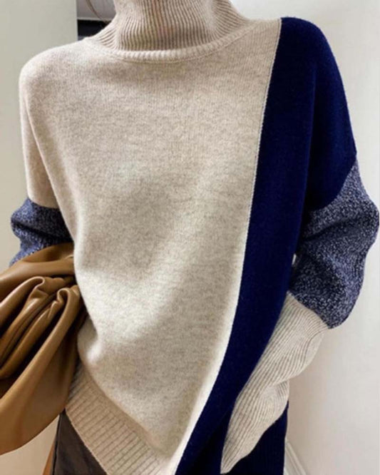 Modefest- Pullover, elegant und romantisch in kontrastierenden Farben Blau