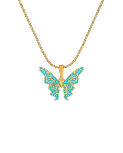 Modefest- Feen-Schmetterlings-Halskette Blaues Gold