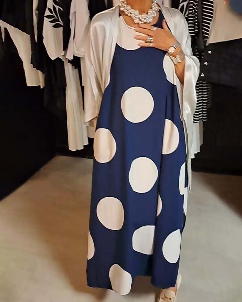 Modefest- Lässiges, ärmelloses Kleid mit großem Polka-Dot-Print