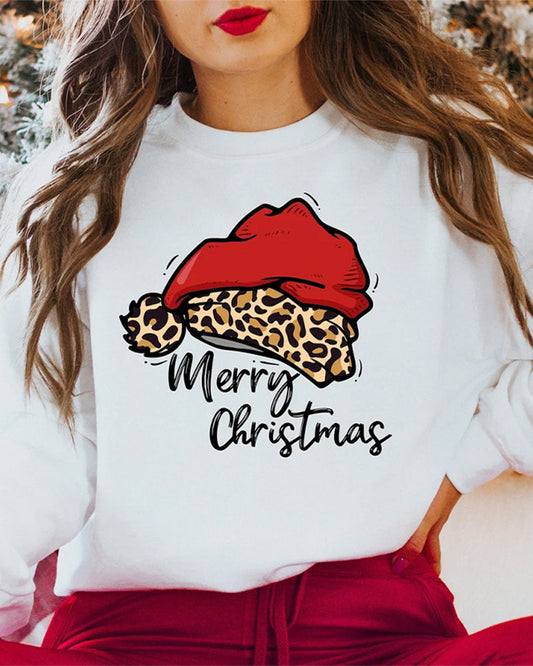 Leopard Weihnachtsmütze Frohe Weihnachten Sweatshirt