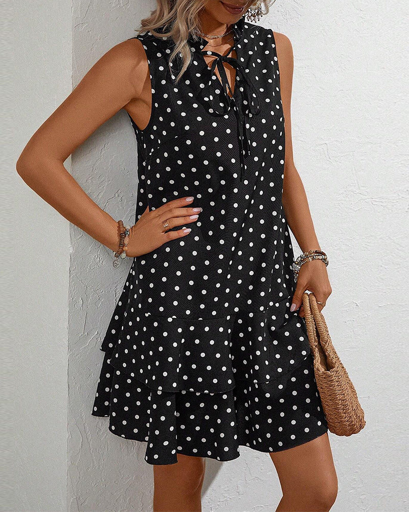 Modefest- Kleid ohne Ärmel und Polka Dot