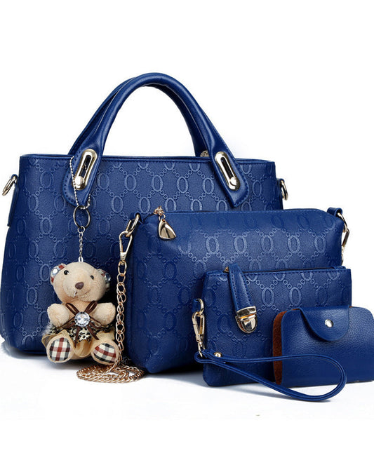 Modefest- Handtasche mit vierteiligem Set Marineblau