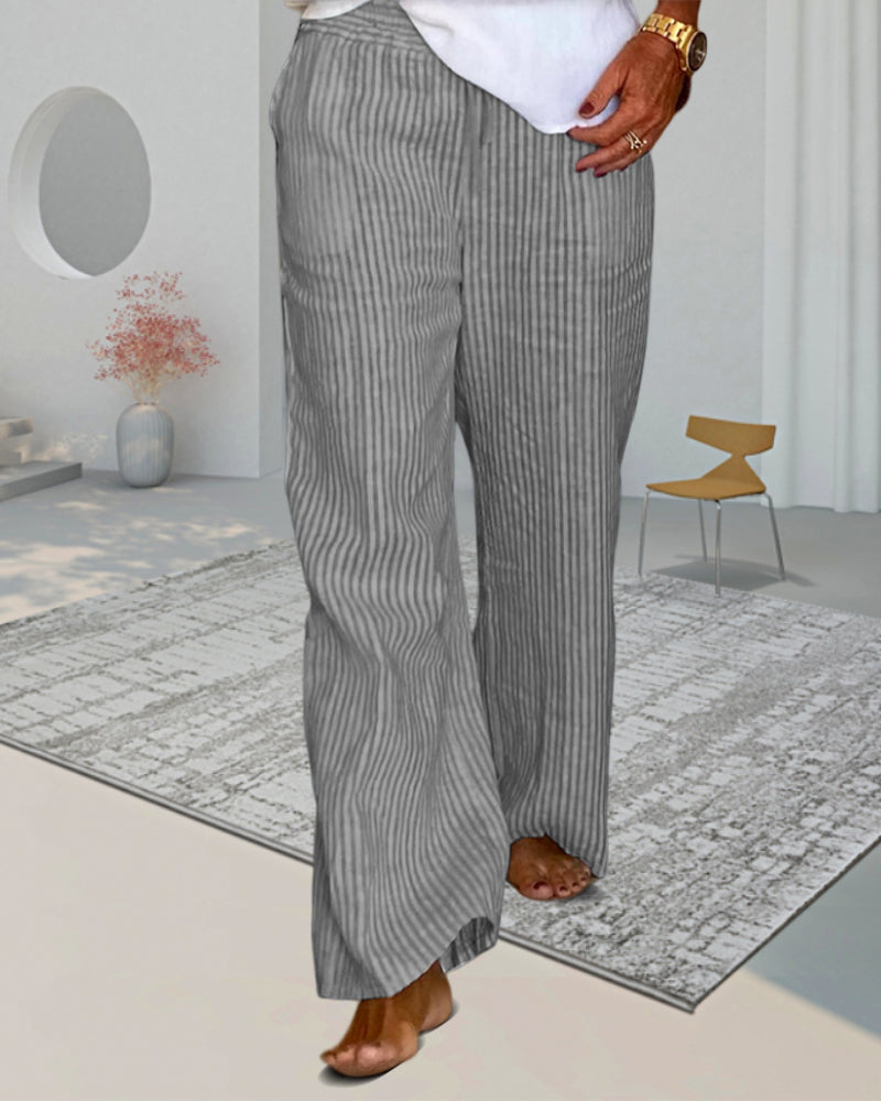 Modefest- Lässige, lockere Hose mit Streifendruck