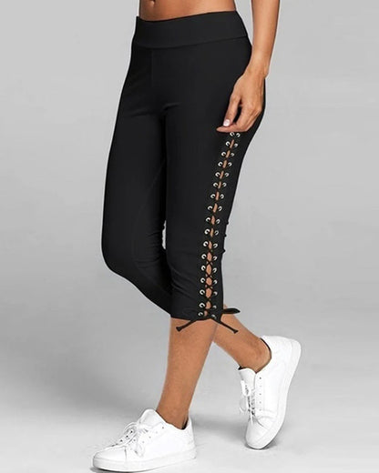 Modefest- Klassische einfarbige Leggings Schwarz