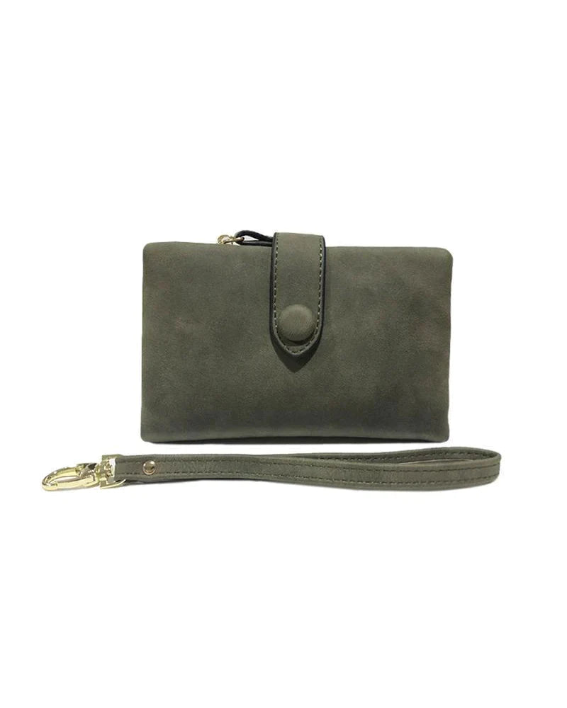 Modefest- Small Leather Trifold Wallets For Women Dark green