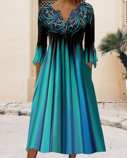 Modefest- Kleid mit V-Ausschnitt und Farbverlauf