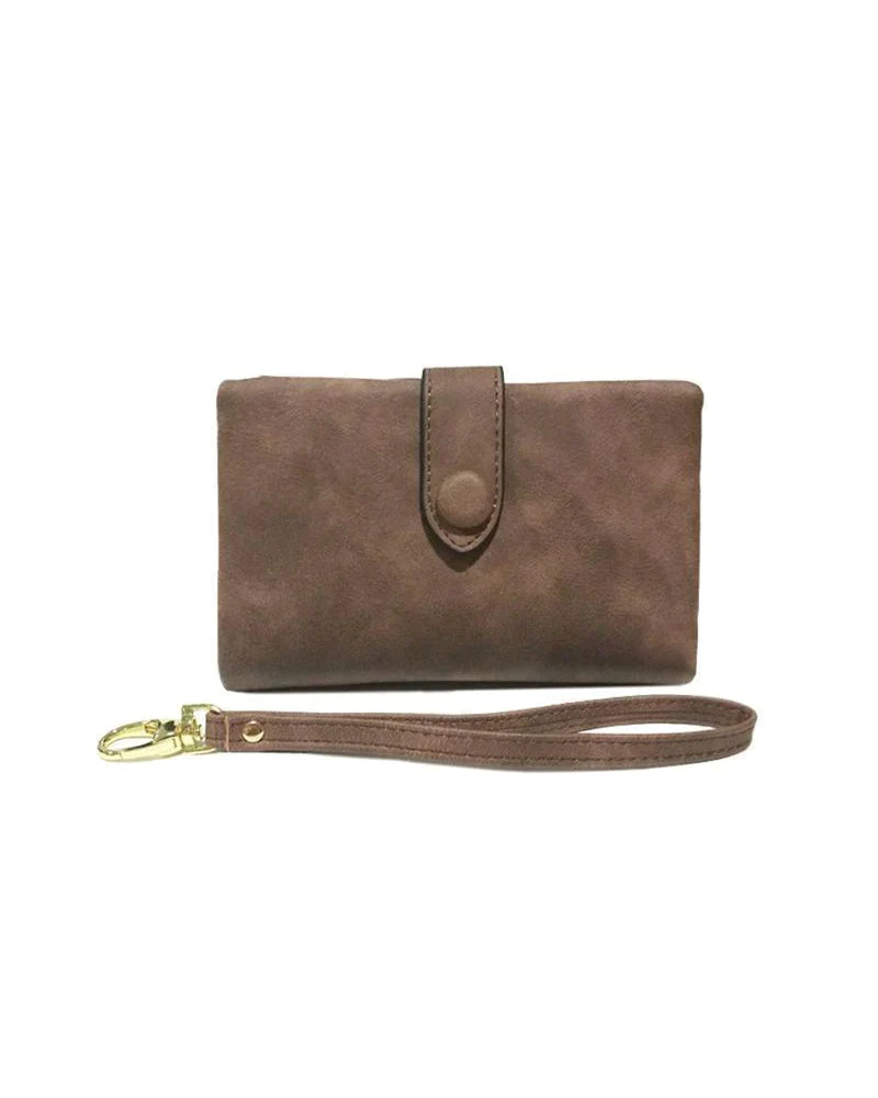 Modefest- Small Leather Trifold Wallets For Women Coffee brown