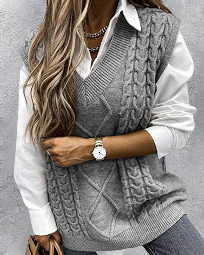 Modefest- Ärmellose pulloverweste mit v-ausschnitt Grau