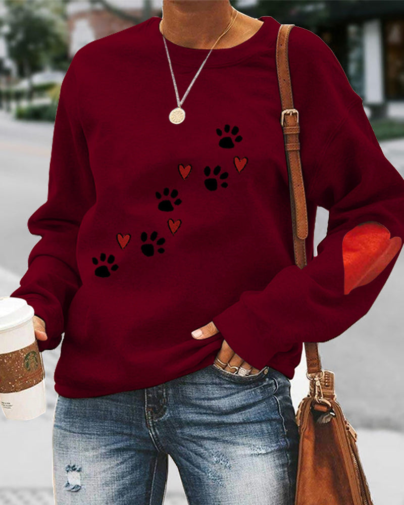 Modefest- Rundhals-sweatshirt mit hundepfoten-print Rot