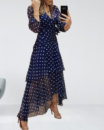 Modefest- Langärmliges Kleid mit Punktedruck
