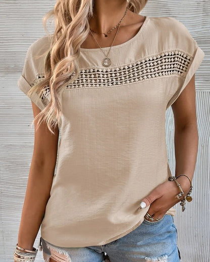 Modefest- Cutout-T-Shirt in Volltonfarbe Khaki