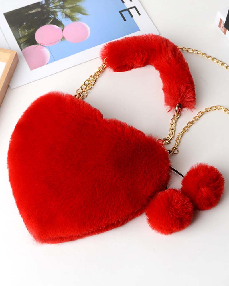 Modefest- Flauschige Herzförmige Handtasche Rot