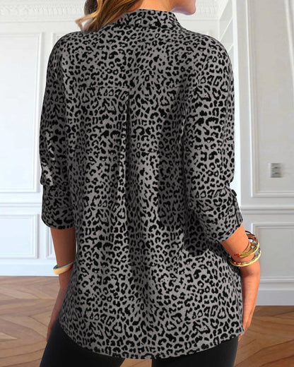 Modefest- Freizeithemd mit Leopardenmuster und Revers