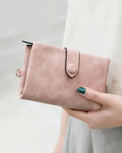 Modefest- Small Leather Trifold Wallets For Women Pink