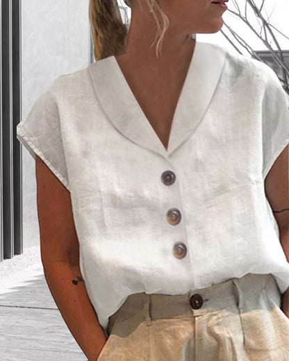 Short sleeve top with buttons