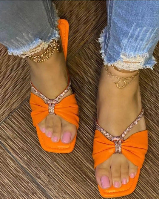 Solid color bowknot sandals