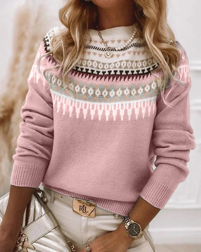 Modefest- Langarm-Pullover mit Aufdruck Pink