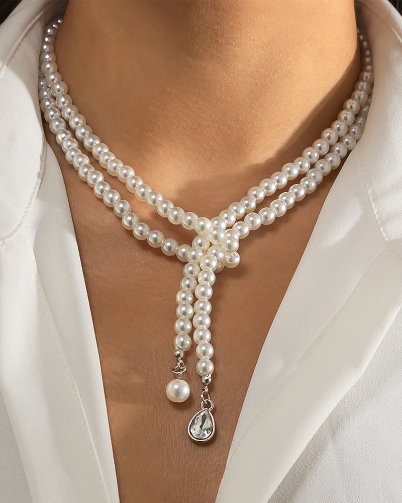 Modefest- Jahrgang Perle Fallen Halskette Weiß