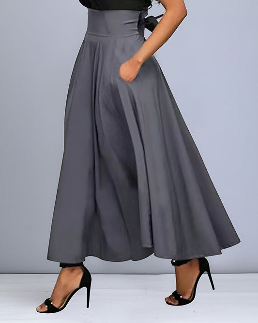 Modefest- Röcke Einfarbig Gürtel Schleife Grau