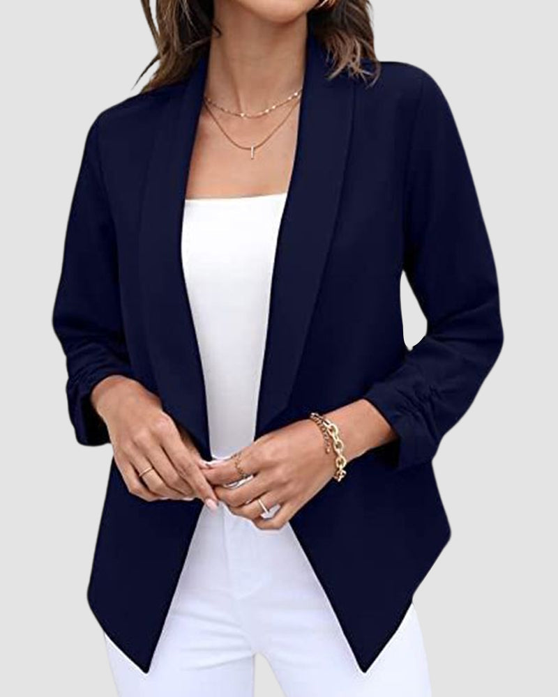 Modefest- Einfarbiger langarm-blazer mit revers Marineblau