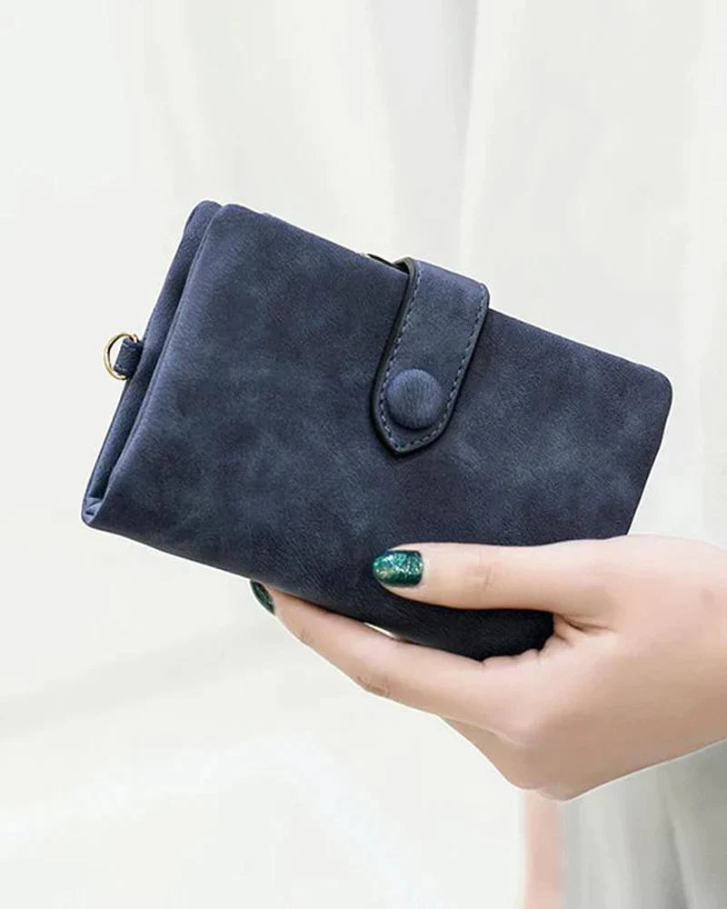 Modefest- Small Leather Trifold Wallets For Women Blue