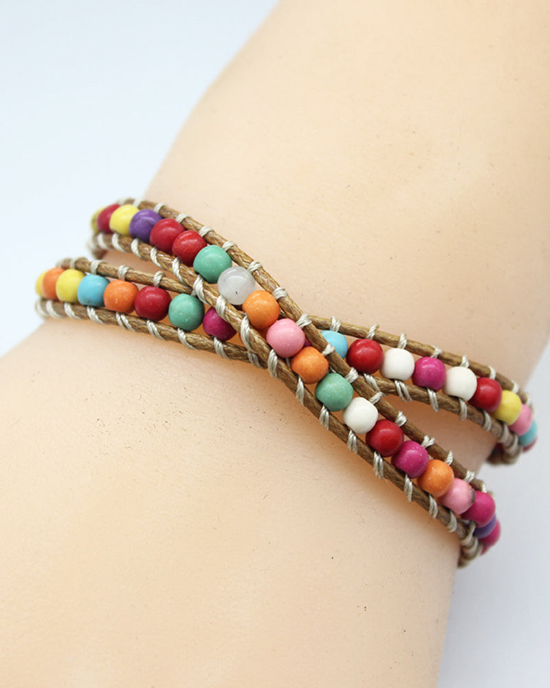 Modefest- Mehrfarbiges Armband mit gewebten Steinperlen und Wickelperlen