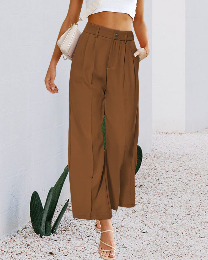 Modefest- Hose mit weitem Bein und hoher Taille Braun