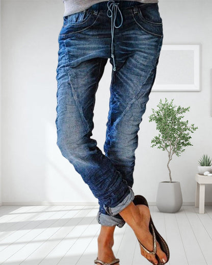Modefest- Gekräuselte jeans mit kordelzug