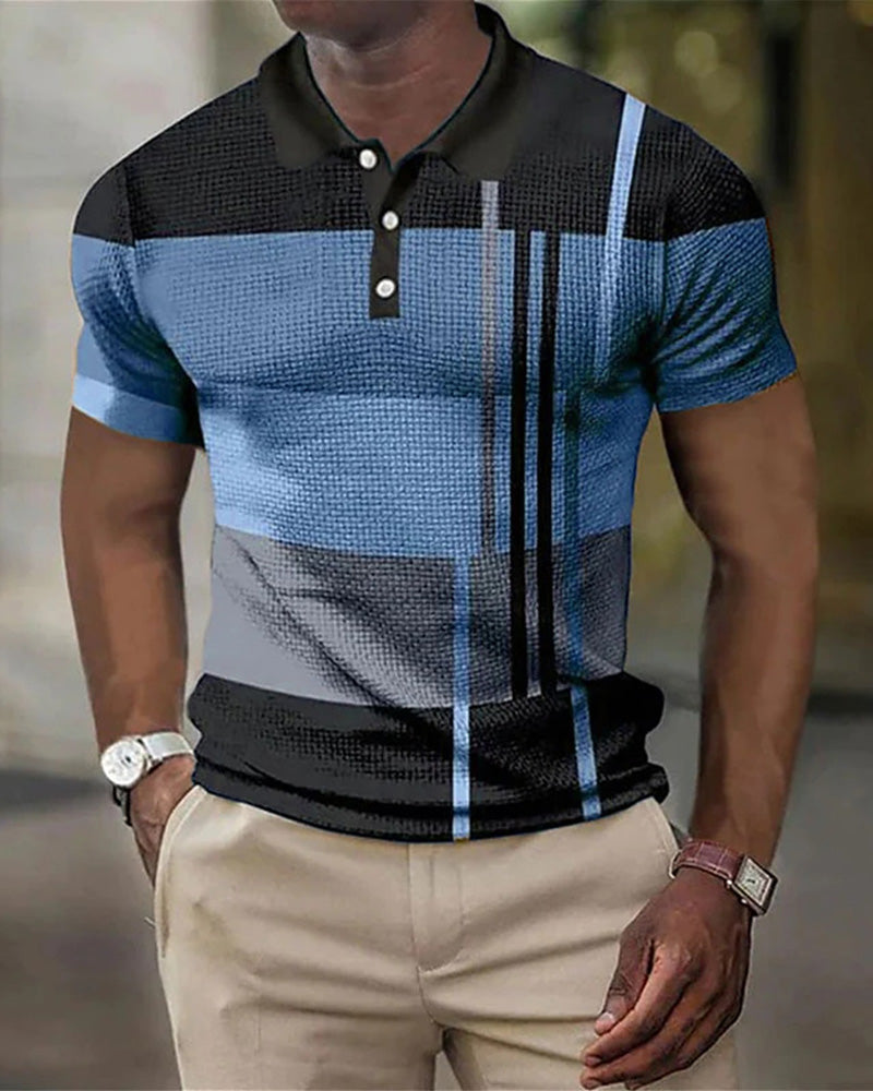 Modefest- Herren-Poloshirt mit Farbblockdruck Blau