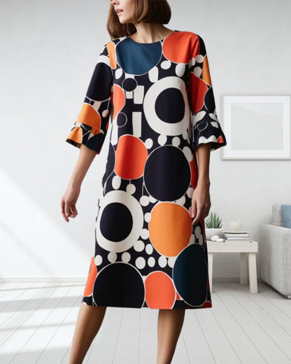 Modefest- Kleid mit geometrischem Print und Rundhalsausschnitt