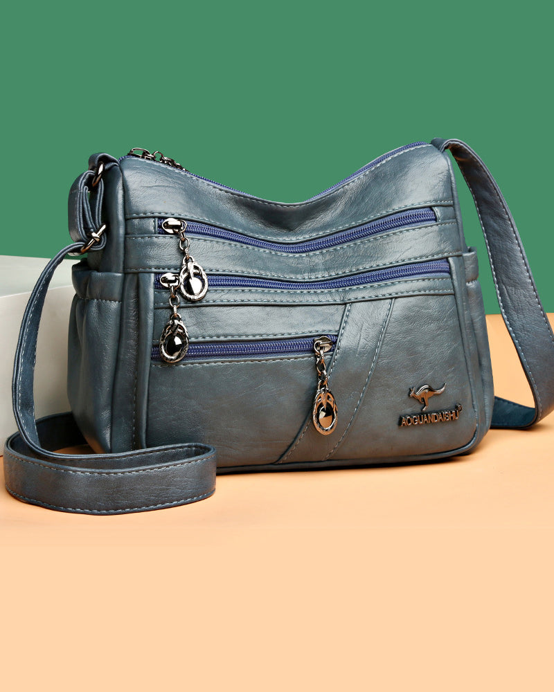 Modefest- Multi-pocket soft leather crossbody bag