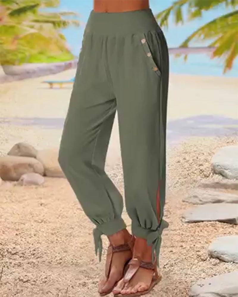 Modefest- Spodnie ze ściągaczami w jednolitym kolorze Armee grün