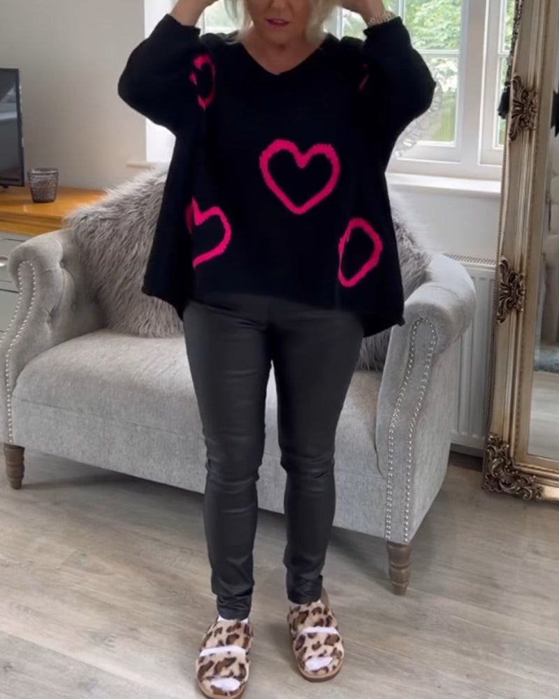 Modefest- Pullover mit Herz-Print
