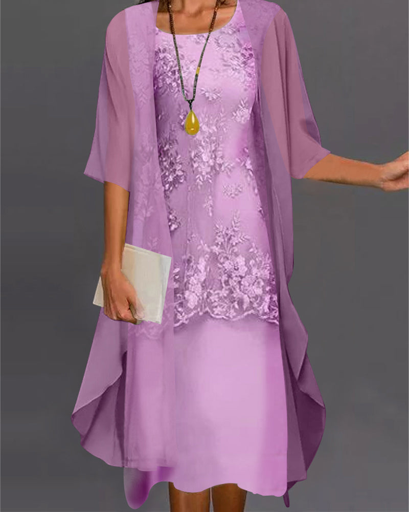 Modefest- Elegantes Chiffonkleid in zwei Teilen Violett