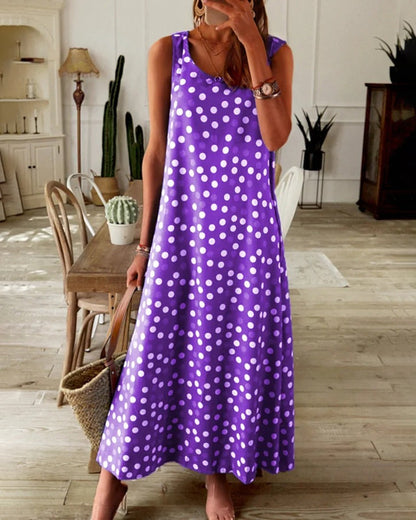 Modefest- Schlupfkleid mit Polka-Dot-Print Violett