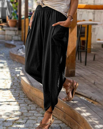 Modefest- Lässige Tapered-Hose in einfarbiger Farbe Schwarz