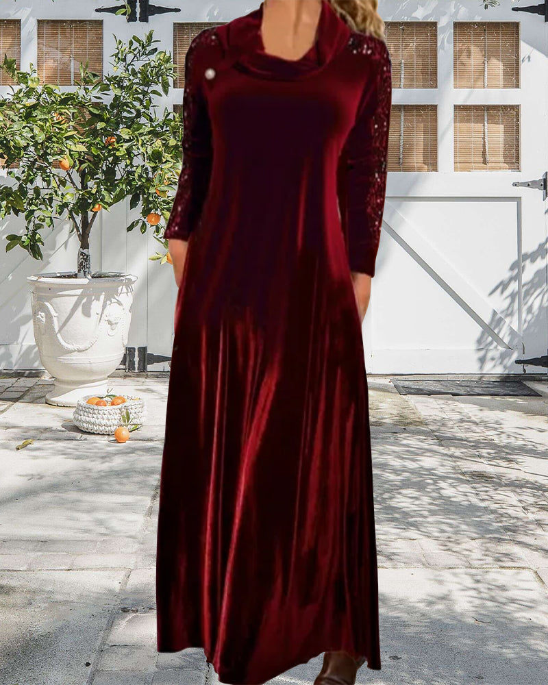 Modefest- Maxikleid aus Samt mit langen Ärmeln und Pailletten