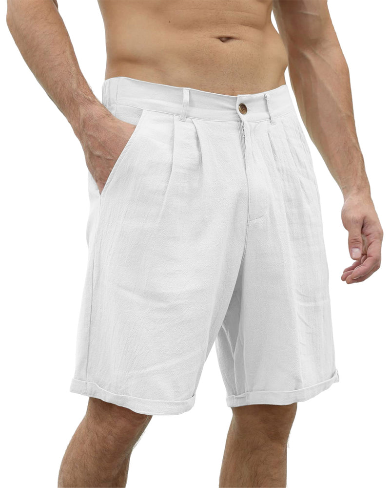 Modefest- Lässige Strandshorts für Herren mit Knopf Weiß