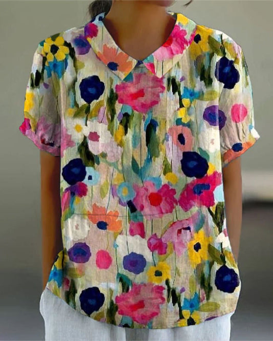 Modefest- Lässige bluse mit revers-blumendruck