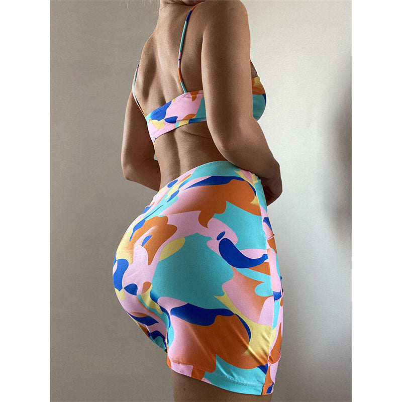Modefest- Color Pack Hip Geometric Print Sexy brasilianische Strandbadebekleidung