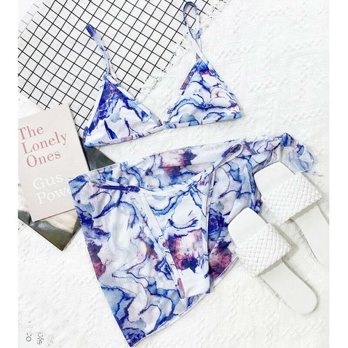 Maillot de bain jupe sexy 3 pièces Triangle Micro Bikini