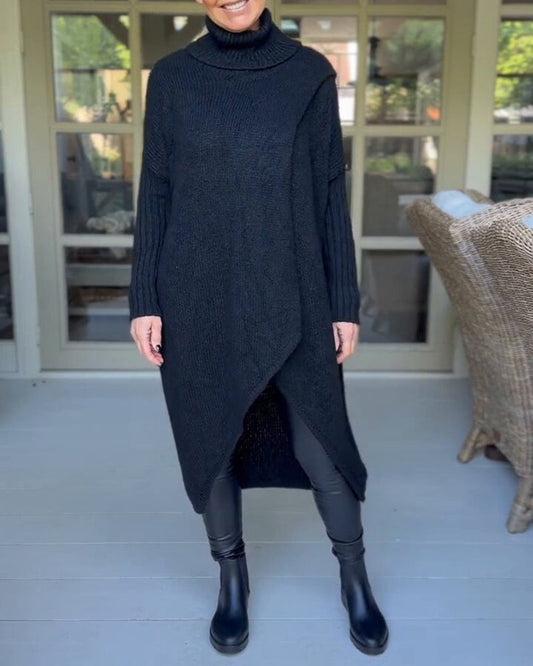 Modefest- Pullover mit hohem Hals und lang Schwarz